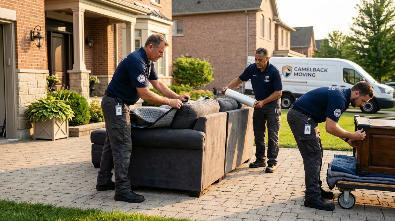 Large estate moving crew wrapping furniture in Pleasant View, TN
